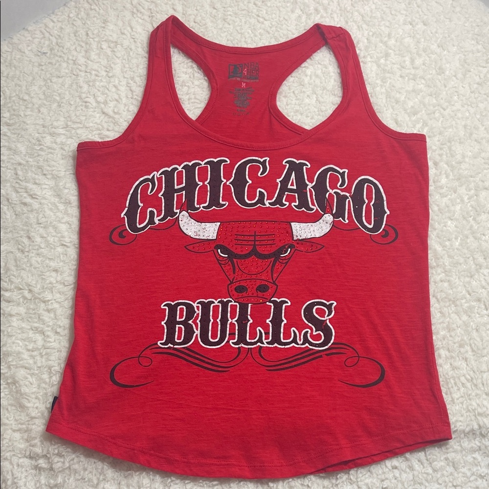 Women’s Chicago Bulls NBA 4 Her Red Rhinestone Racerback Tank Top Women’s Size M